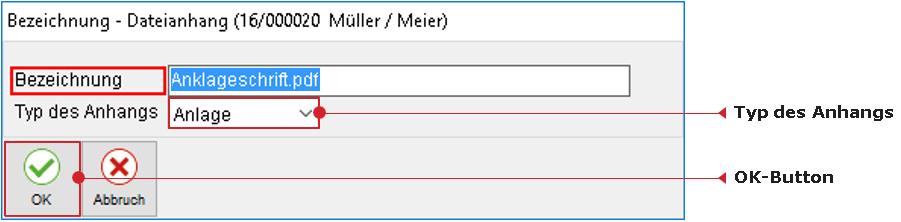 Der Übergabe-Dialog