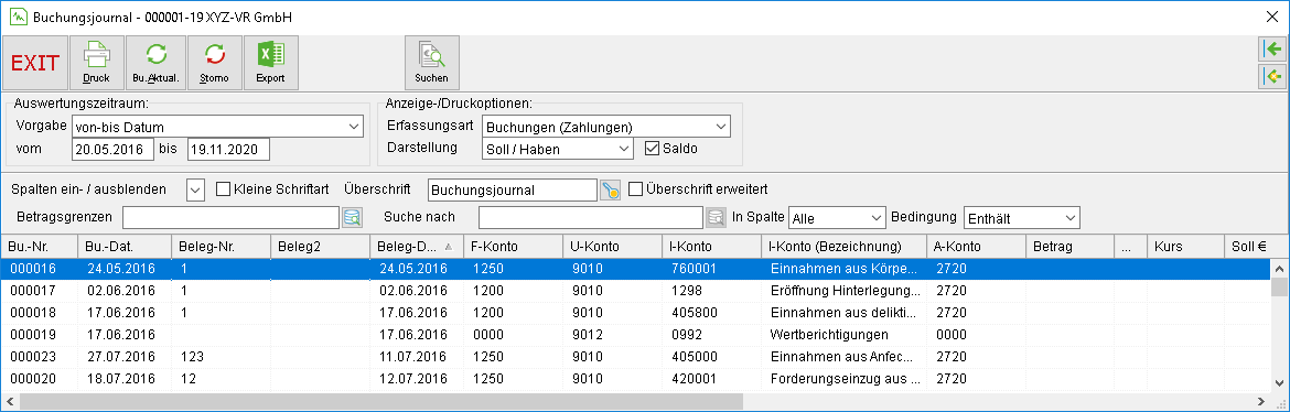 Das Buchungsjournal