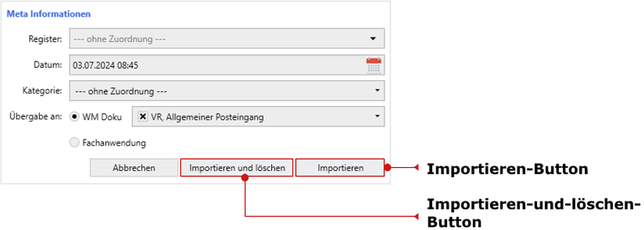 WM Smartmail: Import-Optionen