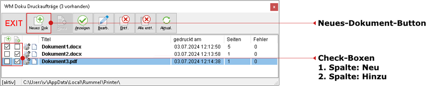 Das Druckaufträge-Fenster