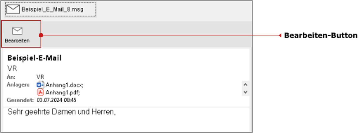 Importierte E-Mail in WM Doku bearbeiten