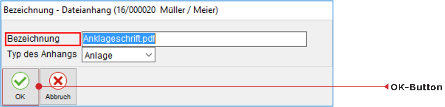 Der Übergabe-Dialog