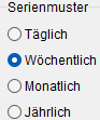 Optionsfelder für Serienmuster