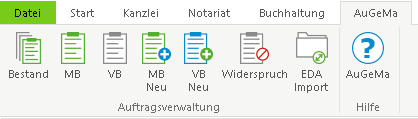 Das Hauptfenster-Menüband "AuGeMa"