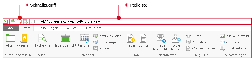 Der Schnellzugriff über dem Hauptfenster-Menüband