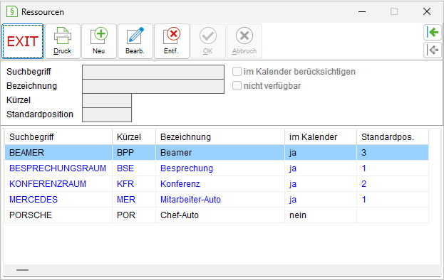 Fenster "Ressourcen"
