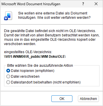 Das Fenster "Dokument hinzufügen"