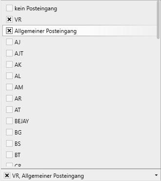 Auswahl der Posteingänge in WM Doku