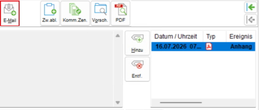 E-Mail-Button in der Akten-Historie