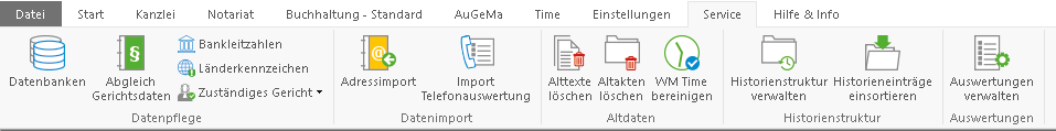 Hauptfenster-Menüband "Service"