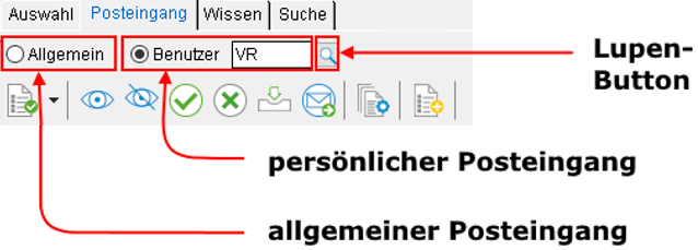 Auswahl der Posteingänge in WM Doku