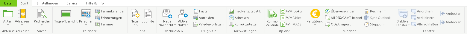 Das Hauptfenster-Menüband "Start"