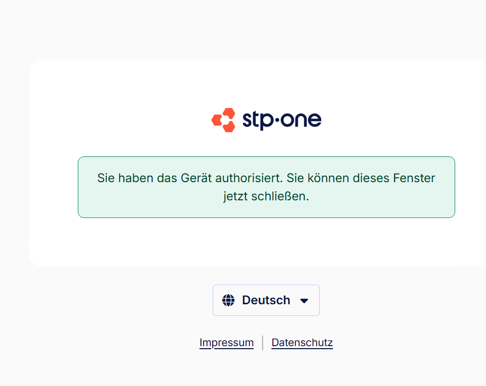 Browserbestätigung „Sie haben das Gerät authorisiert.“
