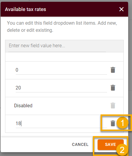 How to set, change or remove Available tax rates for Bills4