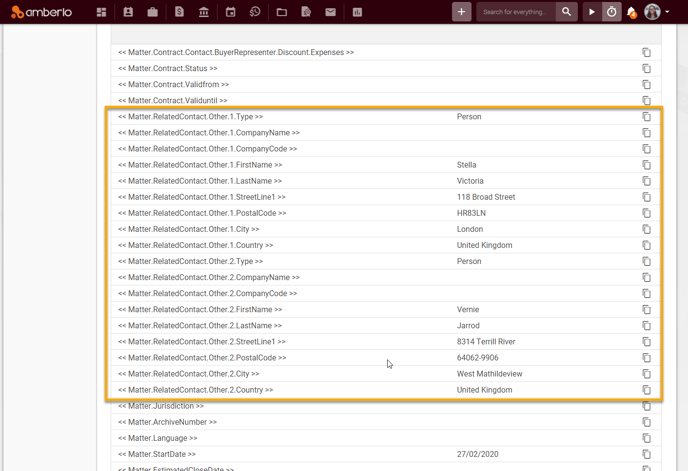 add Related Person information based on the role at the case on the Document Template3