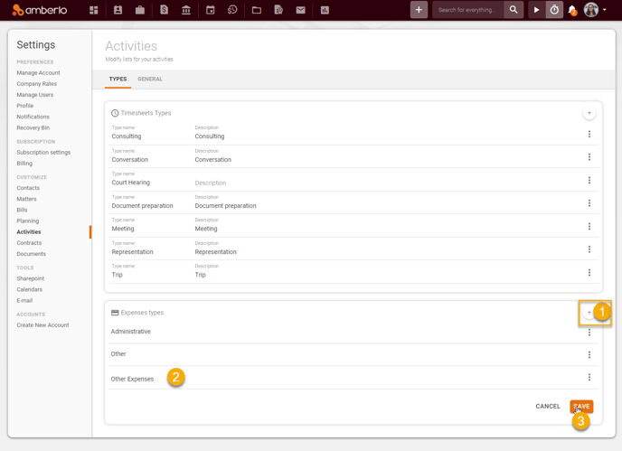 How to create, edit or remove Timesheets and Expenses Types7