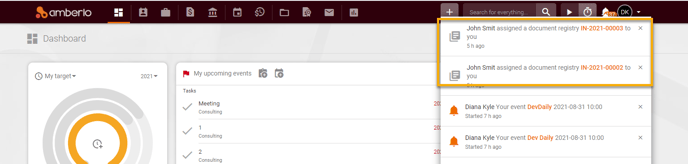 receive Notifications when the document was registered and assigned2