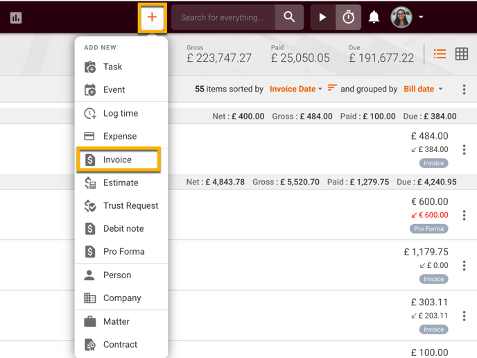 Issue Invoice 4