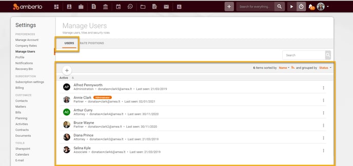Users management