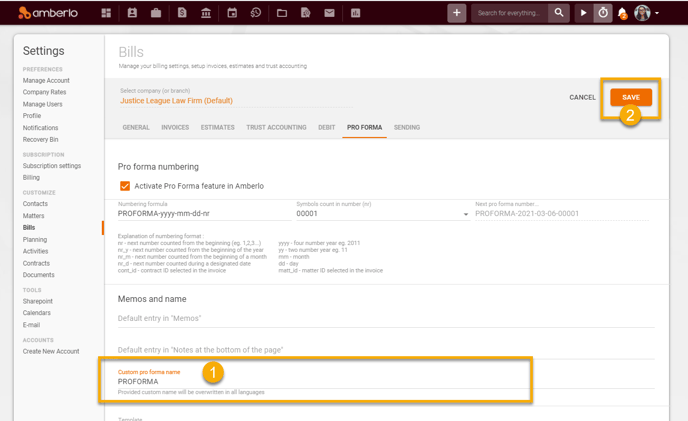 Pro Forma Settings9