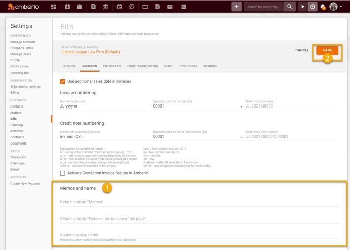 How to set Invoices Settings7