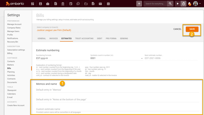 How to set Estimates Settings3