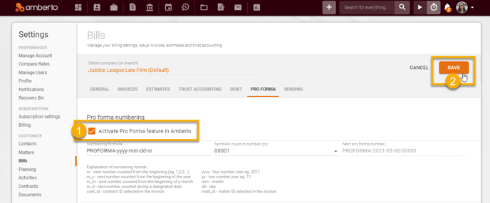 Pro Forma Settings2