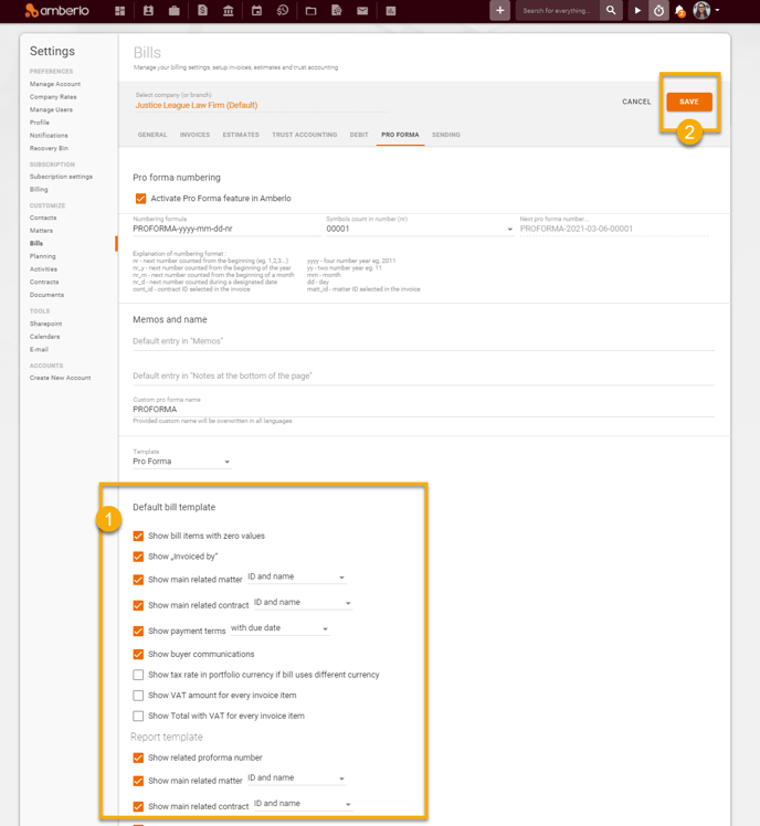 Pro Forma Settings11