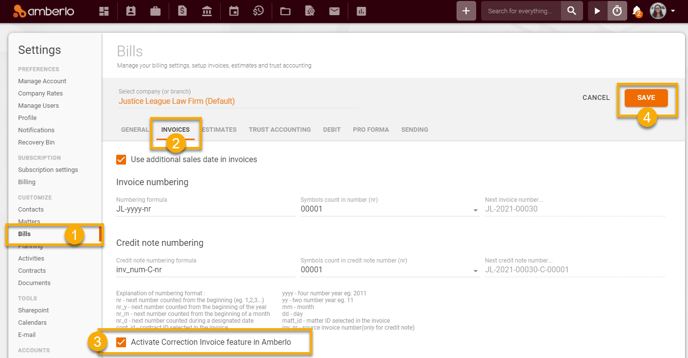 How to Activate Correction Invoice feature1