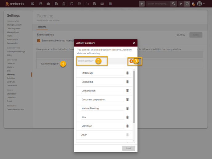 How to edit Activity category list2