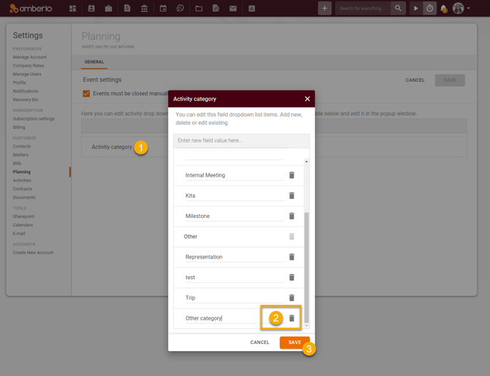 How to edit Activity category list5