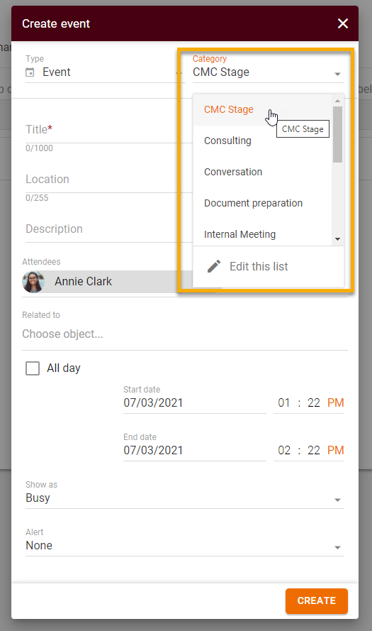 How to edit Activity category list6