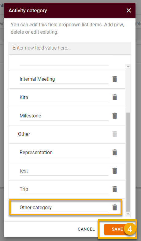 How to edit Activity category list3