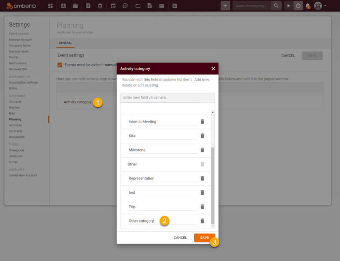 How to edit Activity category list4