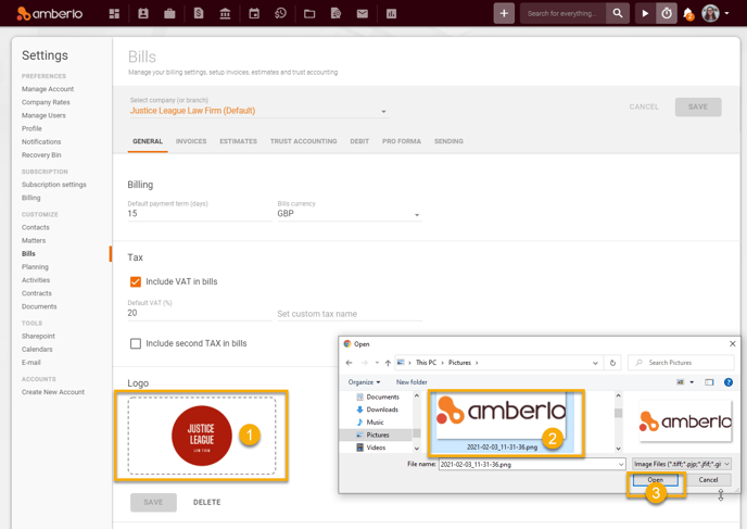 How to set a Logo for Bills4
