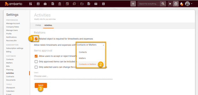 How to set or change General Activities Settings3