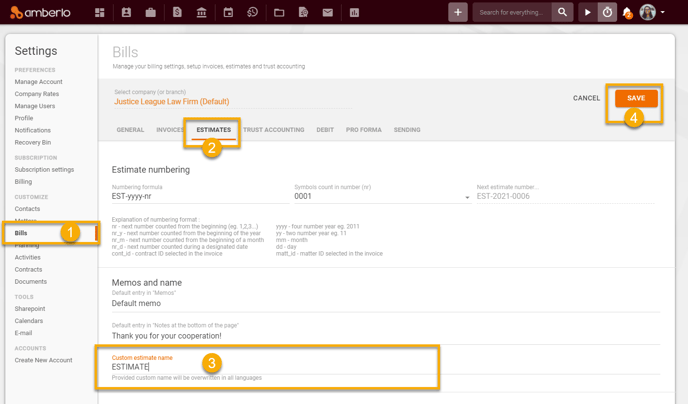 How to Set Custom Estimate Name1