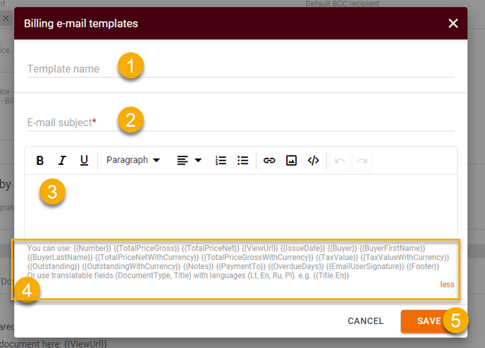 Bills Sending Settings5
