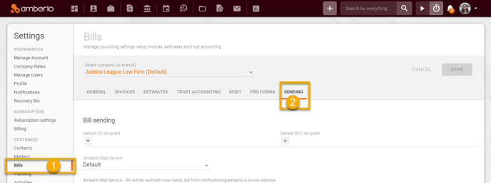 Bills Sending Settings1