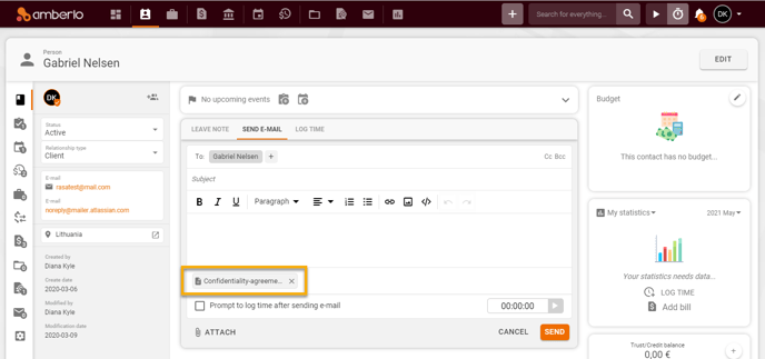 Attach or Save email attachments to Amberlo8