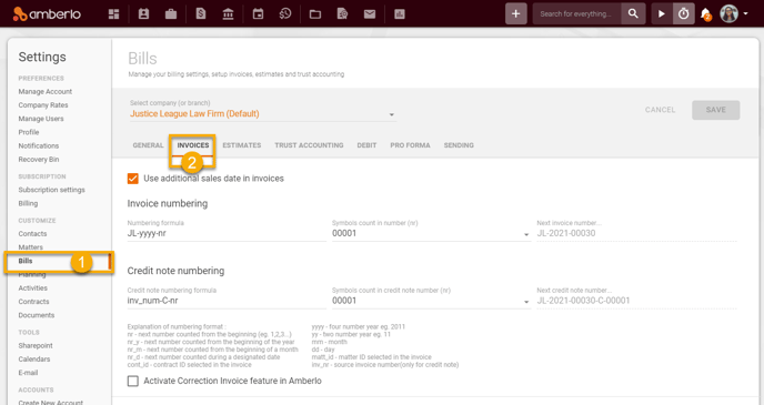 How to set Invoices Settings1