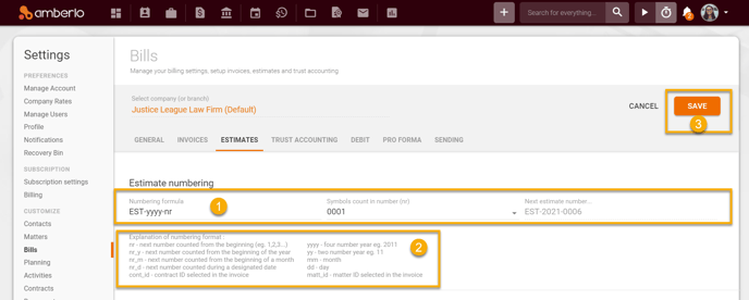 How to set Estimates Settings2