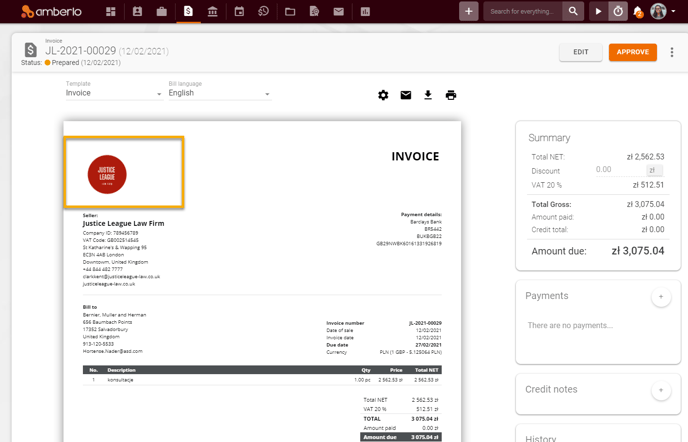 How to set a Logo for Bills3