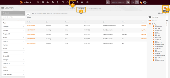 How to access and use Documents Registries Table view1
