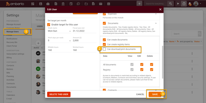 grant or deny access to download documents to specific users1