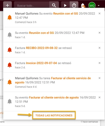 Todas las notificaciones