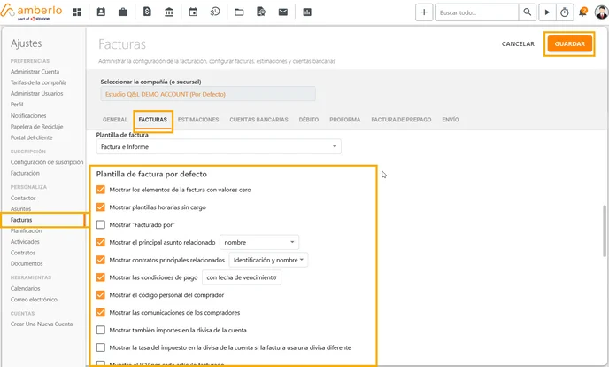 Cómo configurar los Ajustes Predeterminados de la Plantilla de Factura_1