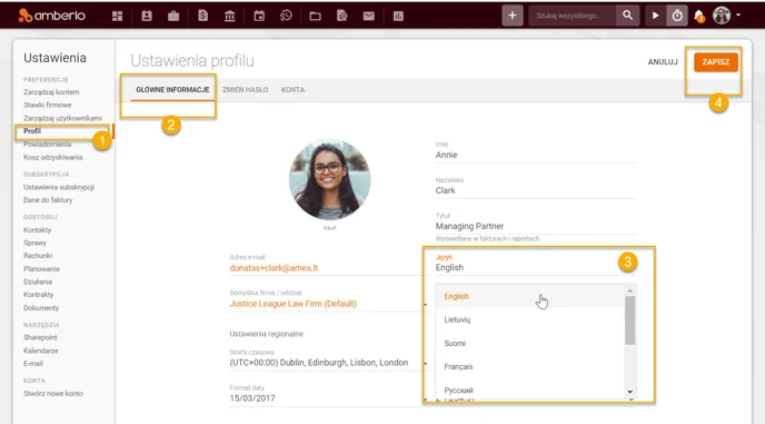 Interface language PL