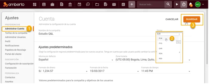 Account currency ES_1