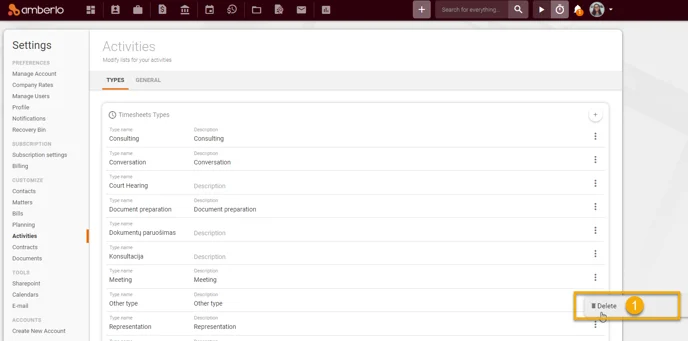 How to create, edit or remove Timesheets and Expenses Types5
